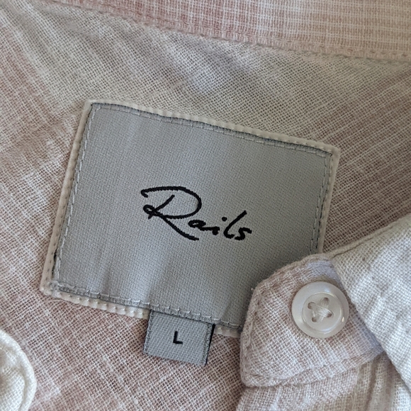 Rails Light Pink Plaid linen blouse - Picture 3 of 4